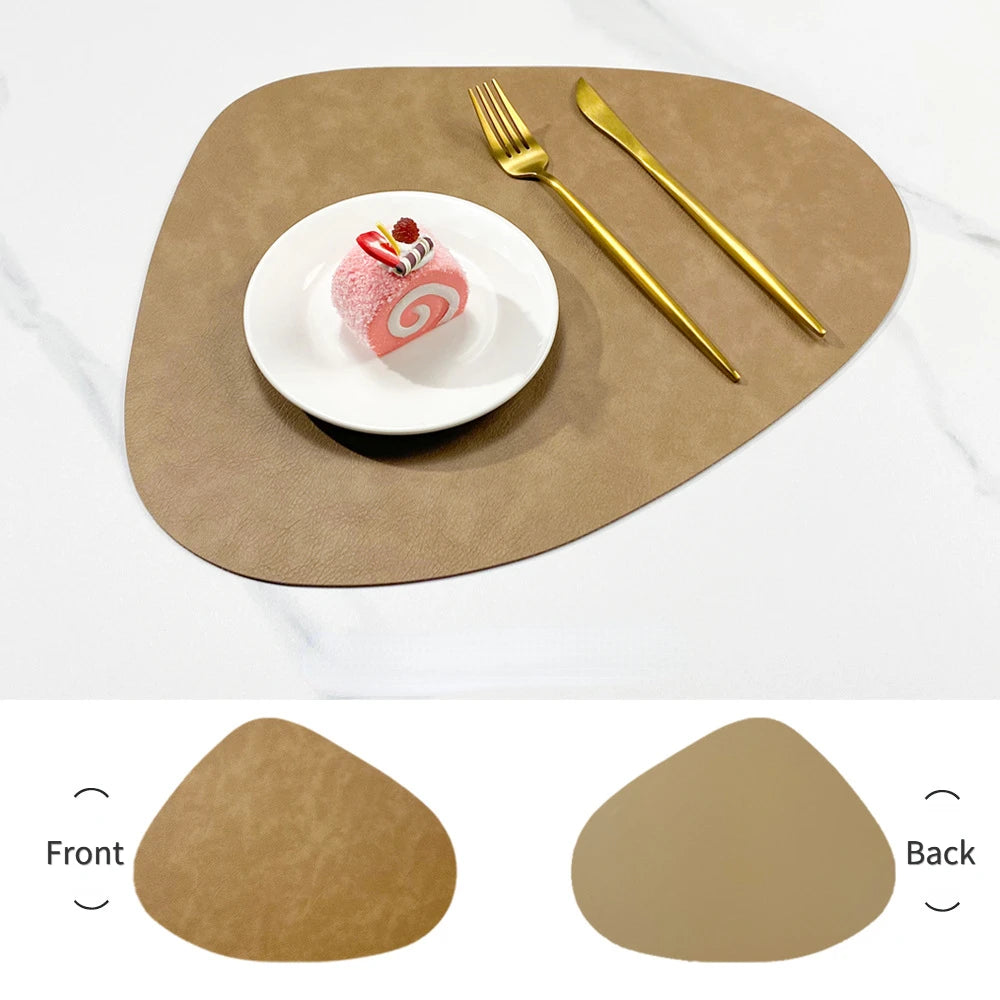 Nordic-Style Double-Sided PU Leather Placemat – Anti-Slip, Water Droplet Shape