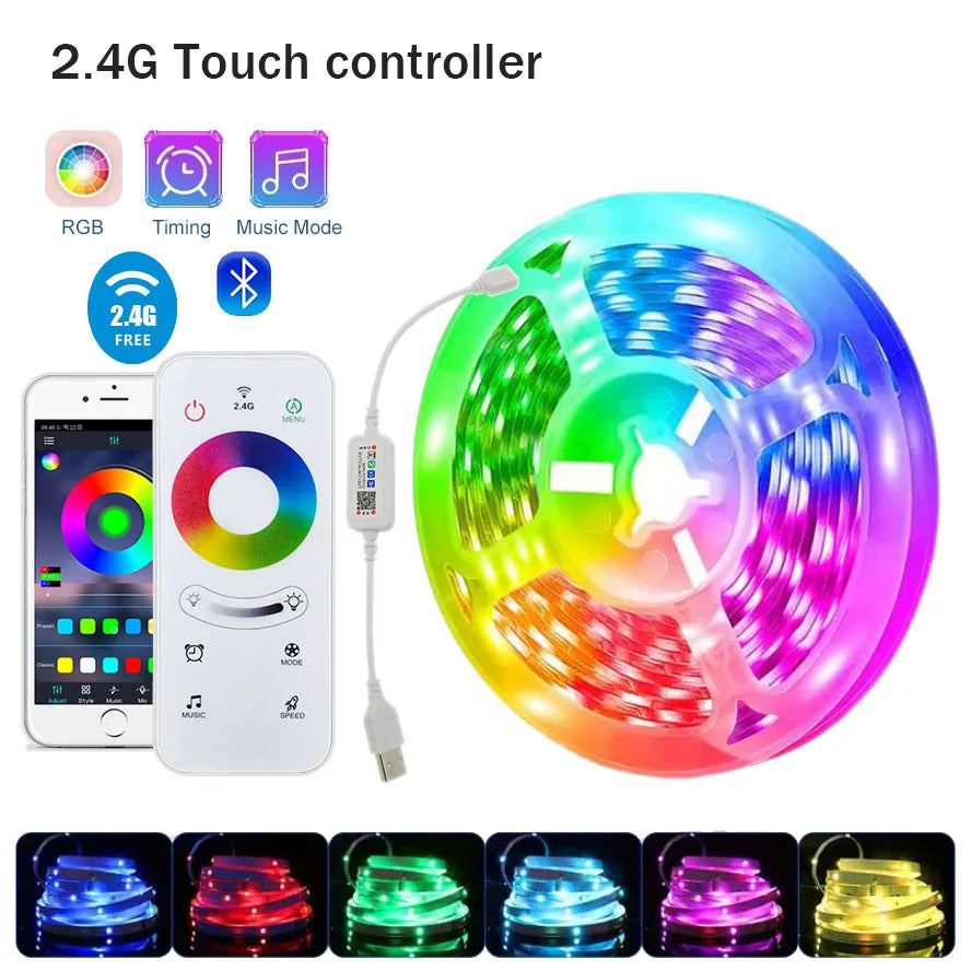 RGB LED Strip Lights – 5m/10m/20m/30m Flexible Tape with APP Control for Bedroom & Home Décor