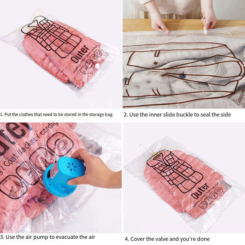 Hanging Transparent Vacuum Storage Bag with Air Pump
