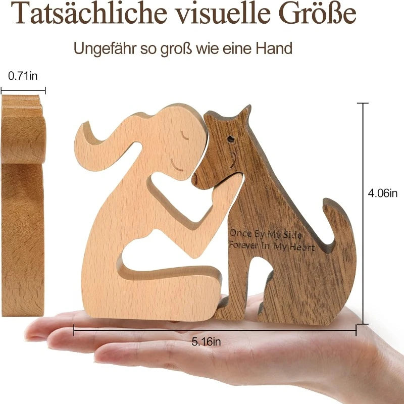 Wooden Puppy Figurine – Handmade Dog Craft Decoration & Gift