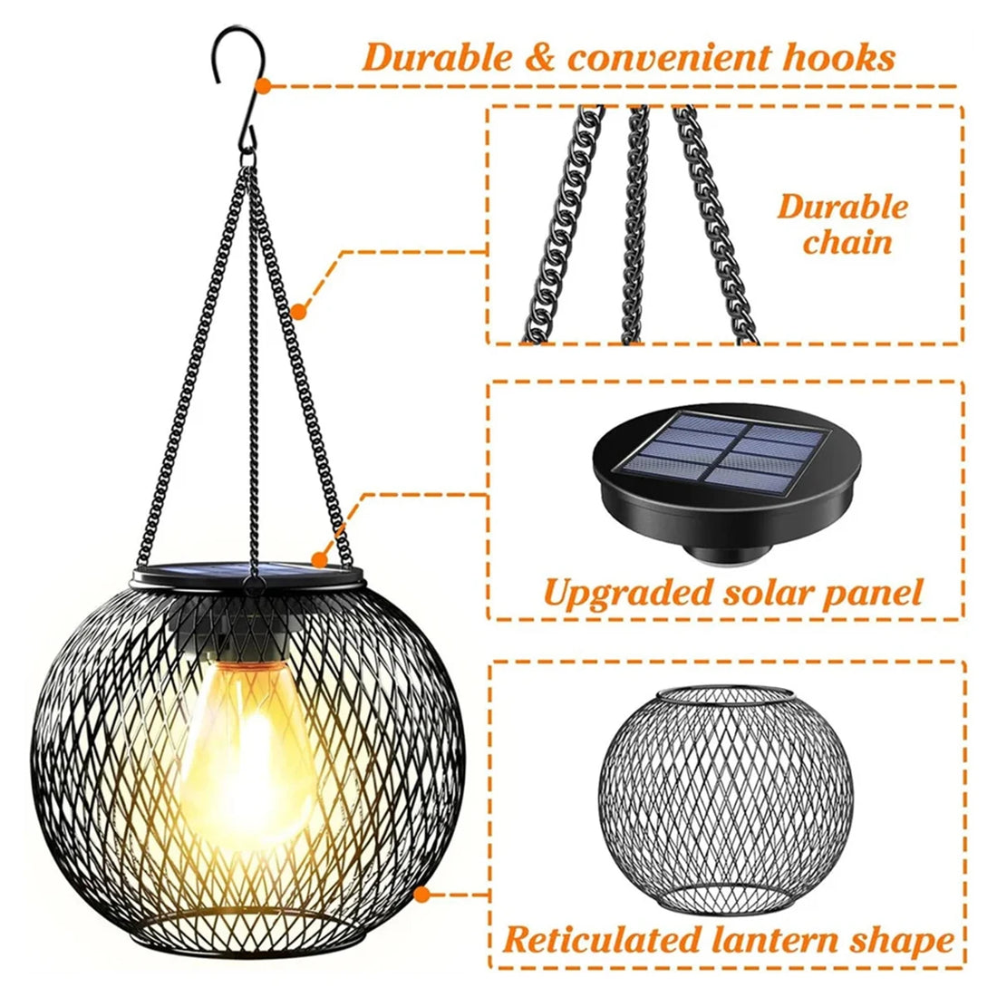Solar LED Lantern with Daylight Sensor – Waterproof Outdoor Garden Light