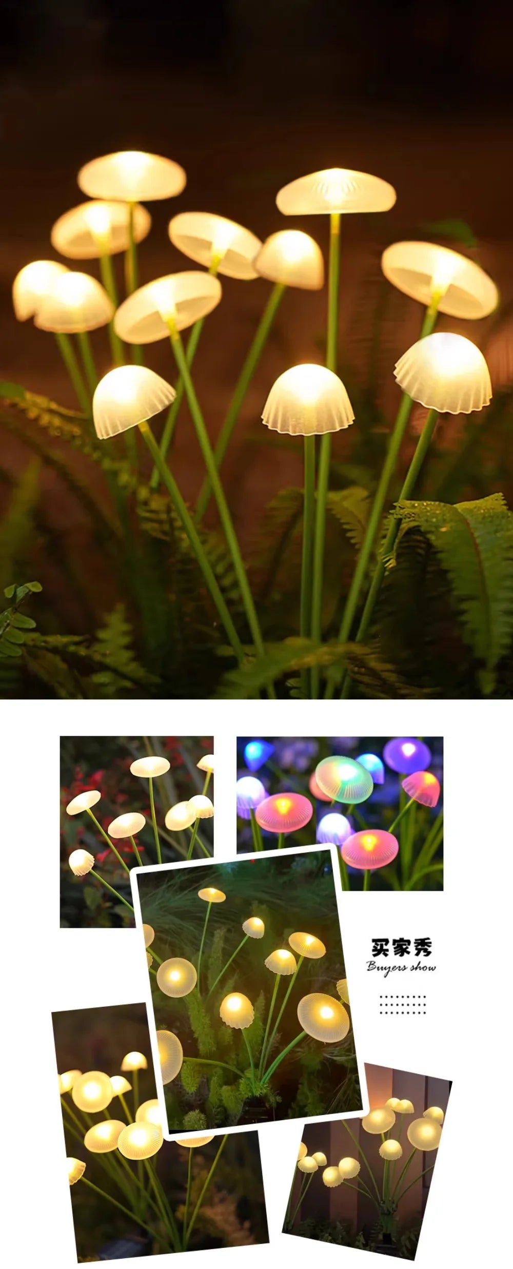 LED Solar Jellyfish Mushroom Fairy Light – RGB Waterproof Garden Lamp
