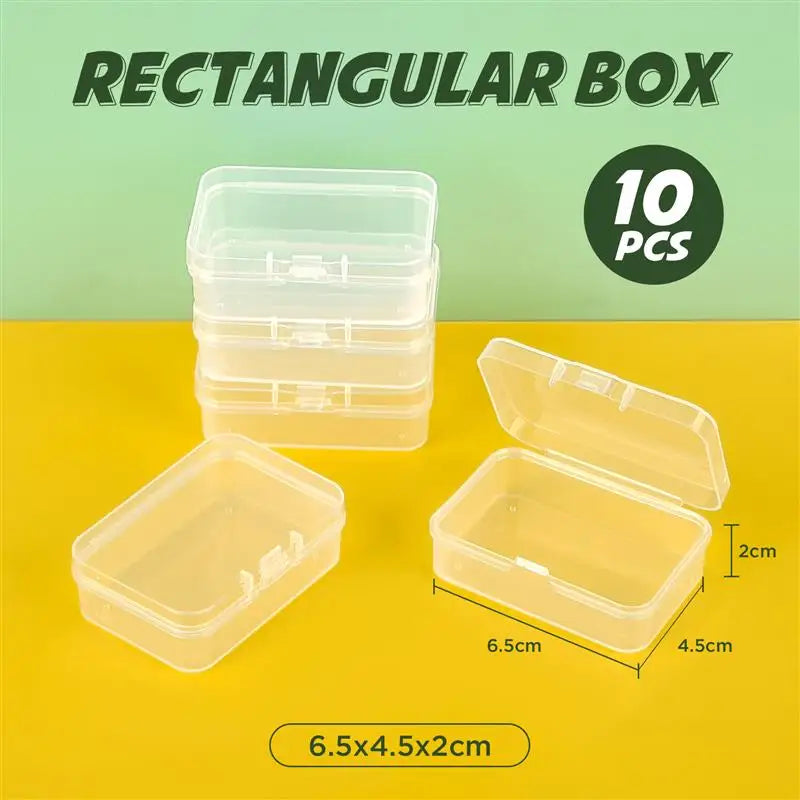 10 Pcs Rectangular Translucent Plastic Storage Boxes