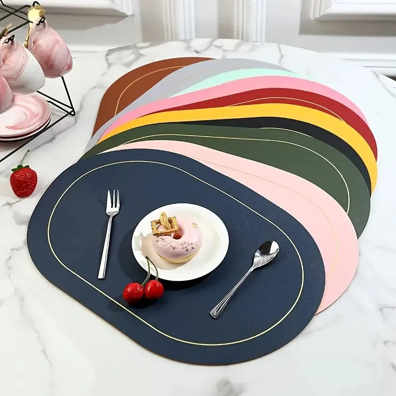 Leather Table Placemats – Heat Resistant, Waterproof, Non-Slip (1/4/6pcs)