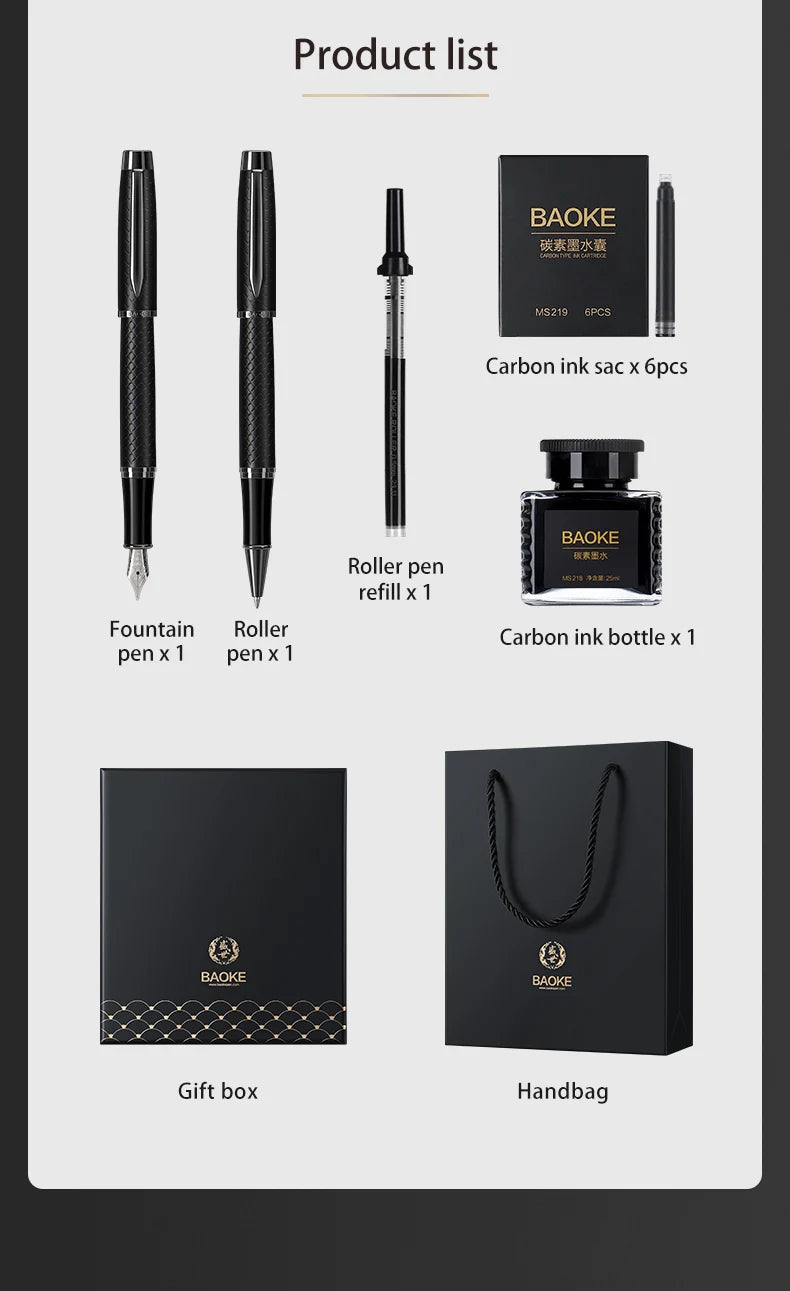 BAOKE T18/T19/T20 Fountain Pen Gift Set – Smooth Writing with Ink & Cartridges