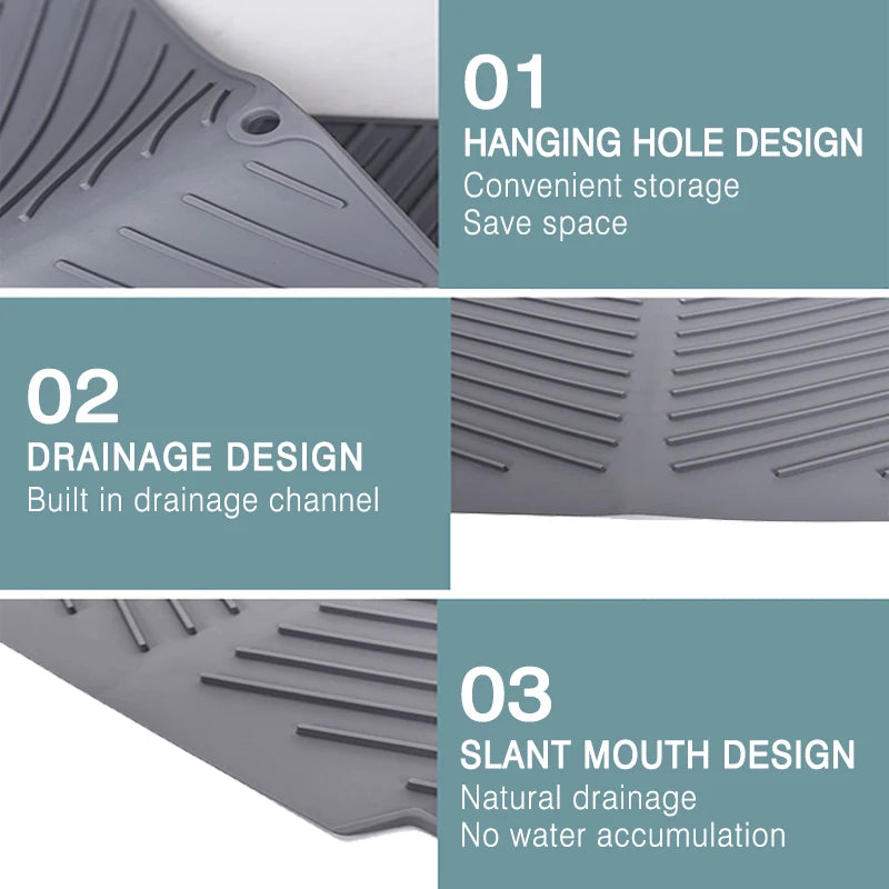 Silicone Dish Drying & Drain Mat – Non-Slip Heat-Resistant Kitchen Mat