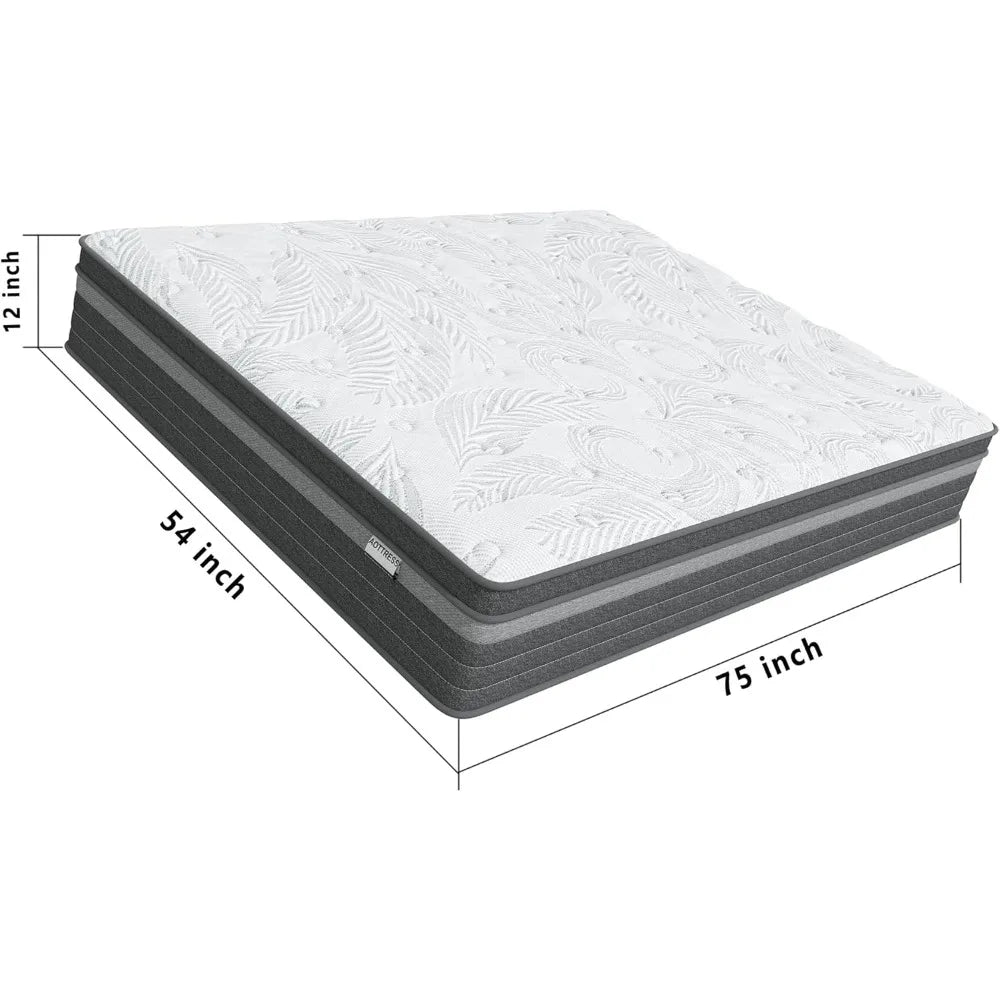 Full Size 12" Mattress in a Box – Medium Firm, Pressure Relief, Fiberglass-Free, CertiPUR