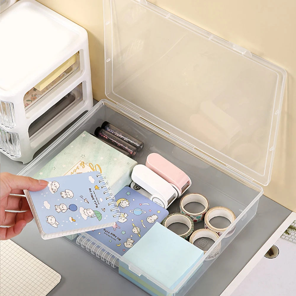 Large Capacity Transparent Plastic Document Storage Box