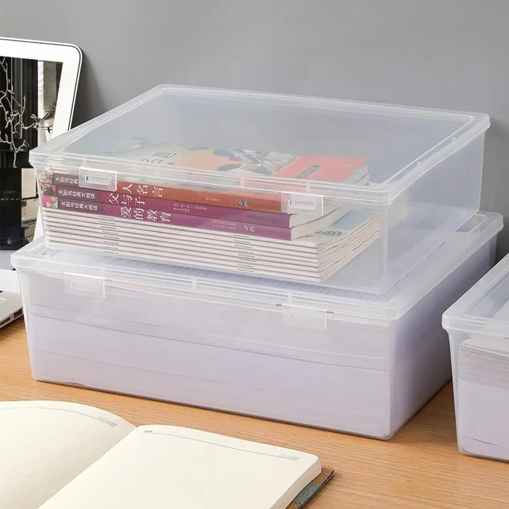 Large Capacity Transparent Plastic Document Storage Box