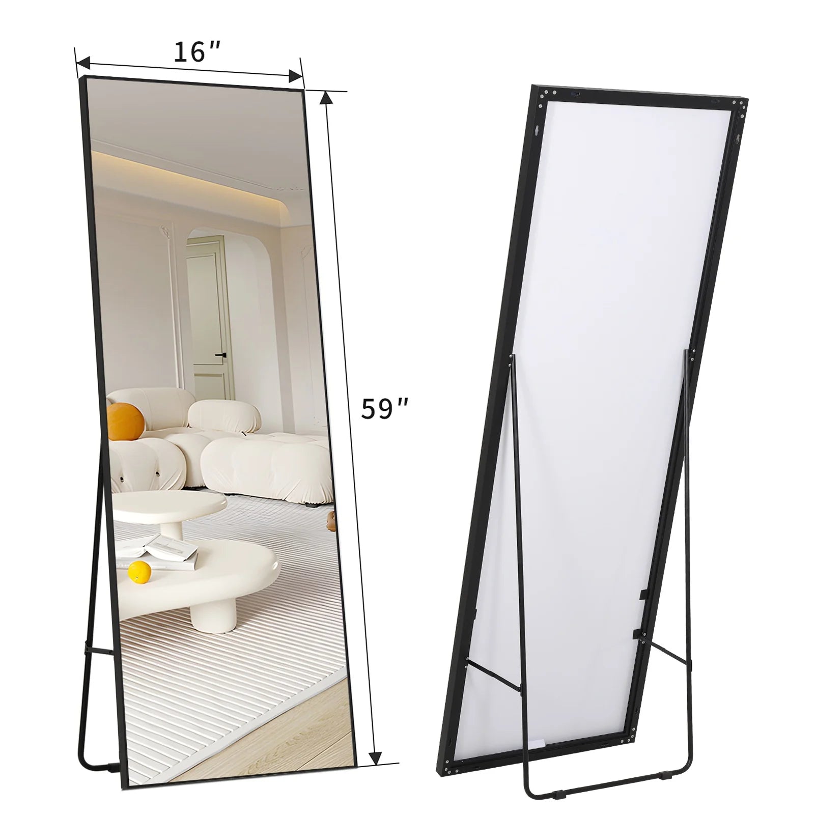 1.5m Rectangular Full-Length Floor Mirror with Aluminum Frame