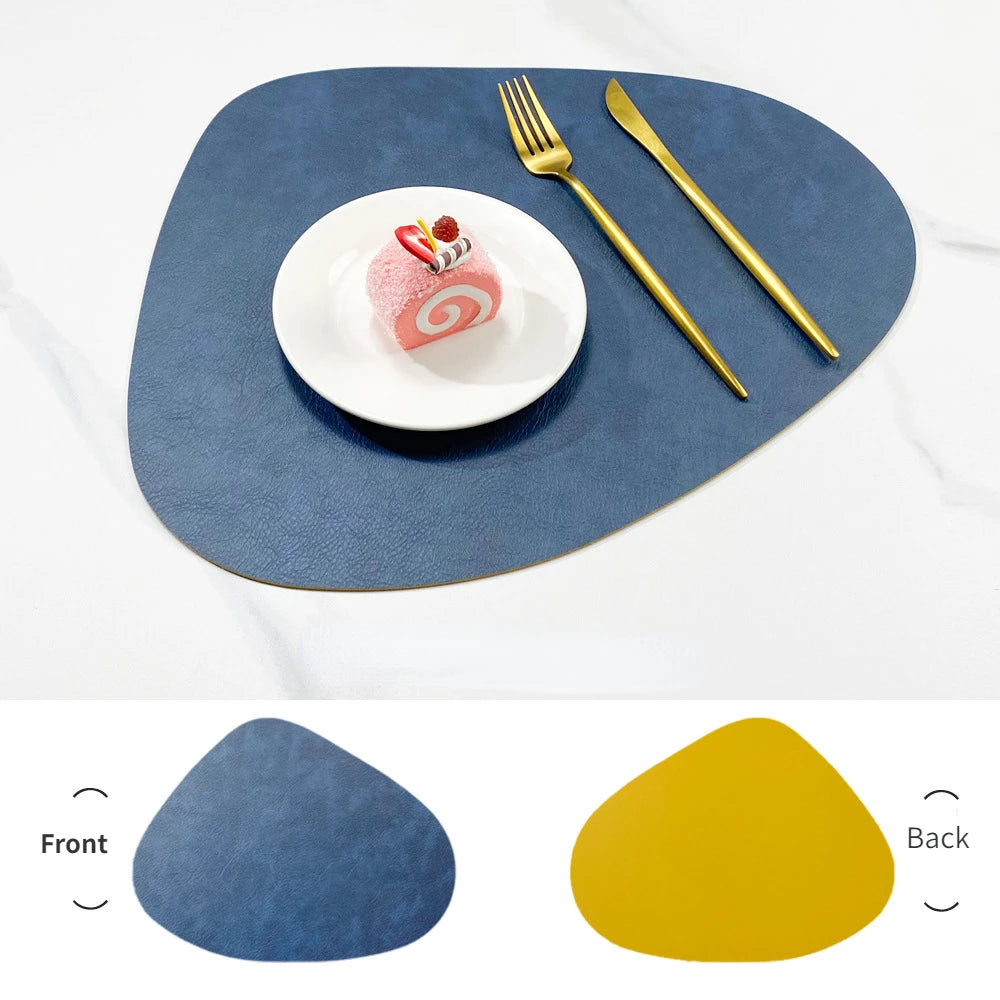 Nordic-Style Double-Sided PU Leather Placemat – Anti-Slip, Water Droplet Shape