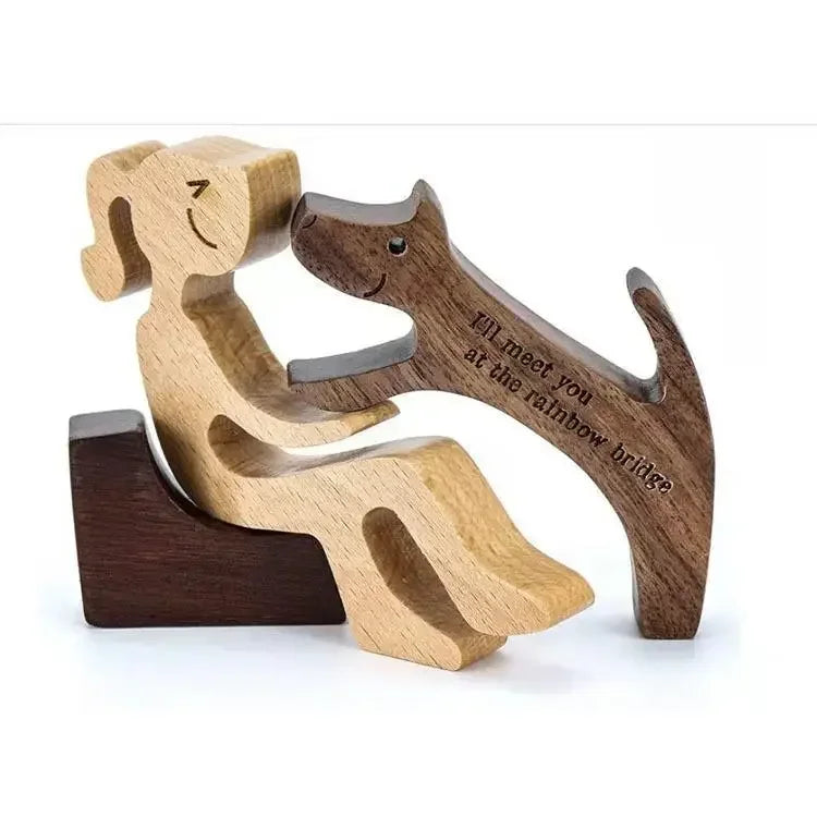 Wooden Puppy Figurine – Handmade Dog Craft Decoration & Gift