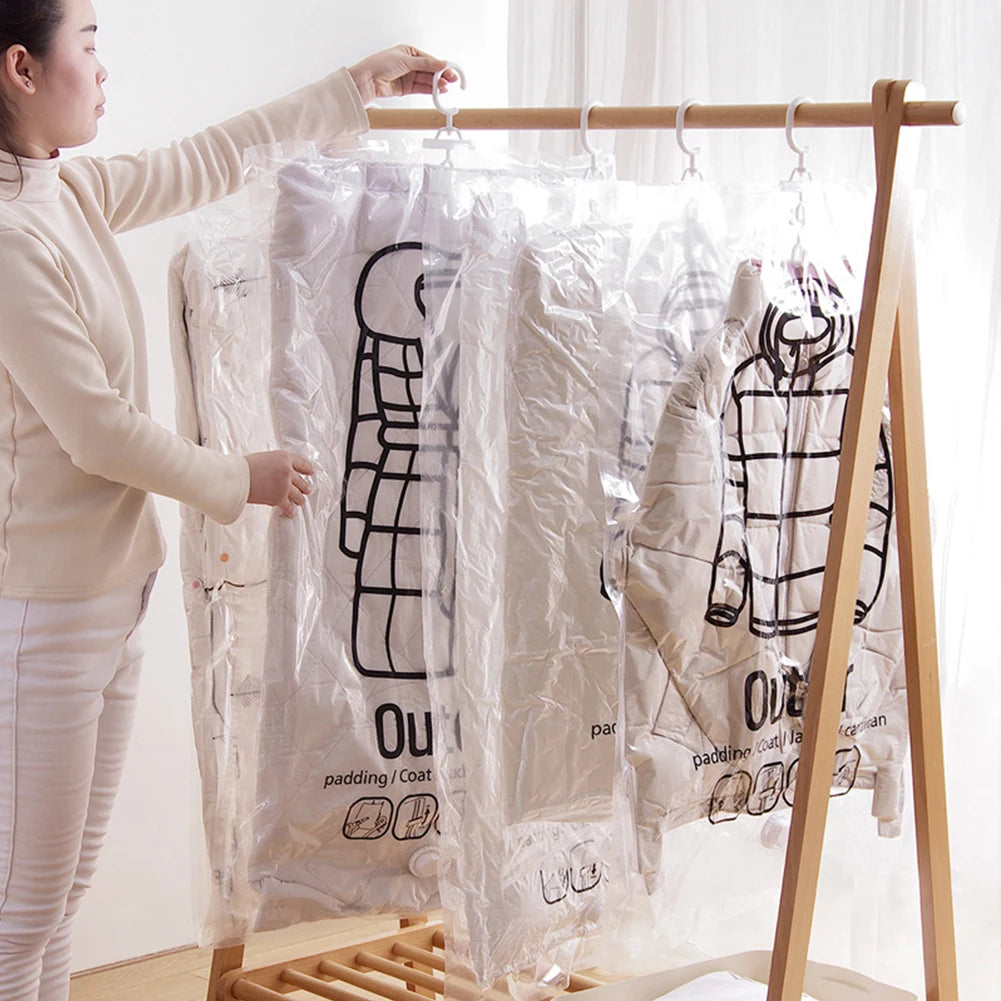 Hanging Transparent Vacuum Storage Bag with Air Pump