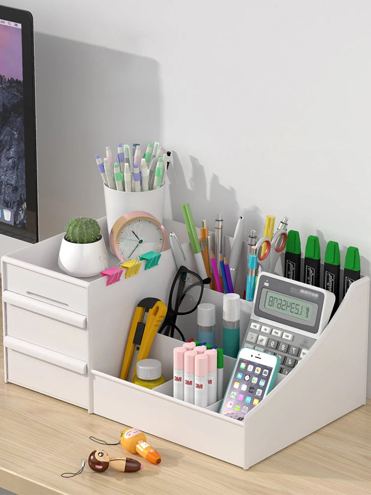 White Plastic Drawer Makeup Storage Box – Desktop Organizer for Cosmetics & Skincare