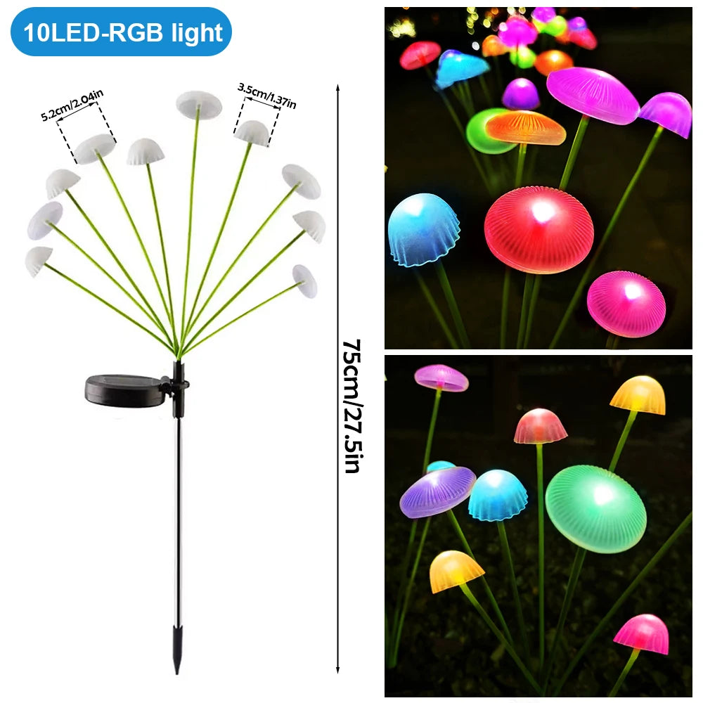 LED Solar Jellyfish Mushroom Fairy Light – RGB Waterproof Garden Lamp