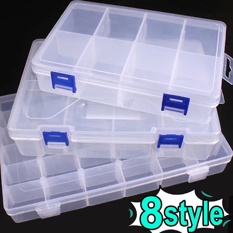 8-Style Clear Jewelry Organizer Box – Adjustable Compartment Storage