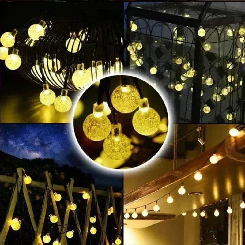 Solar Crystal Fairy String Lights – 8 Modes Waterproof Outdoor Garland