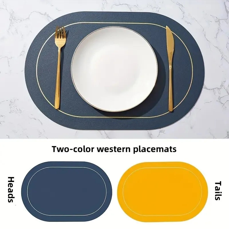 Leather Table Placemats – Heat Resistant, Waterproof, Non-Slip (1/4/6pcs)