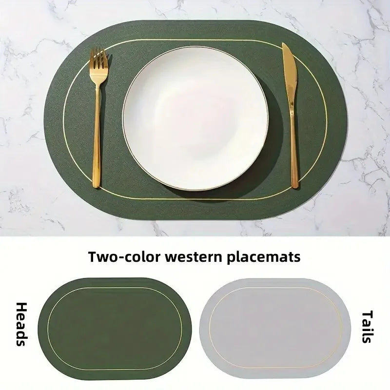 Leather Table Placemats – Heat Resistant, Waterproof, Non-Slip (1/4/6pcs)