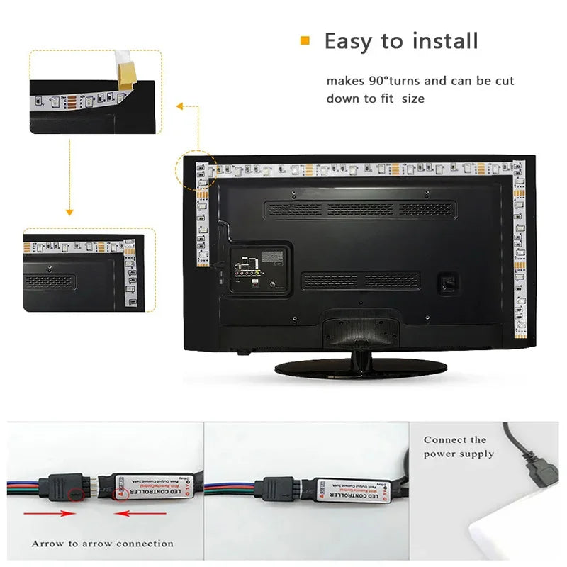 RGB LED Strip Lights – 5m/10m/20m/30m Flexible Tape with APP Control for Bedroom & Home Décor