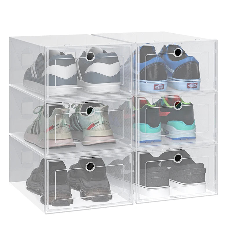 6 Pcs Transparent Dustproof Shoe Storage Boxes