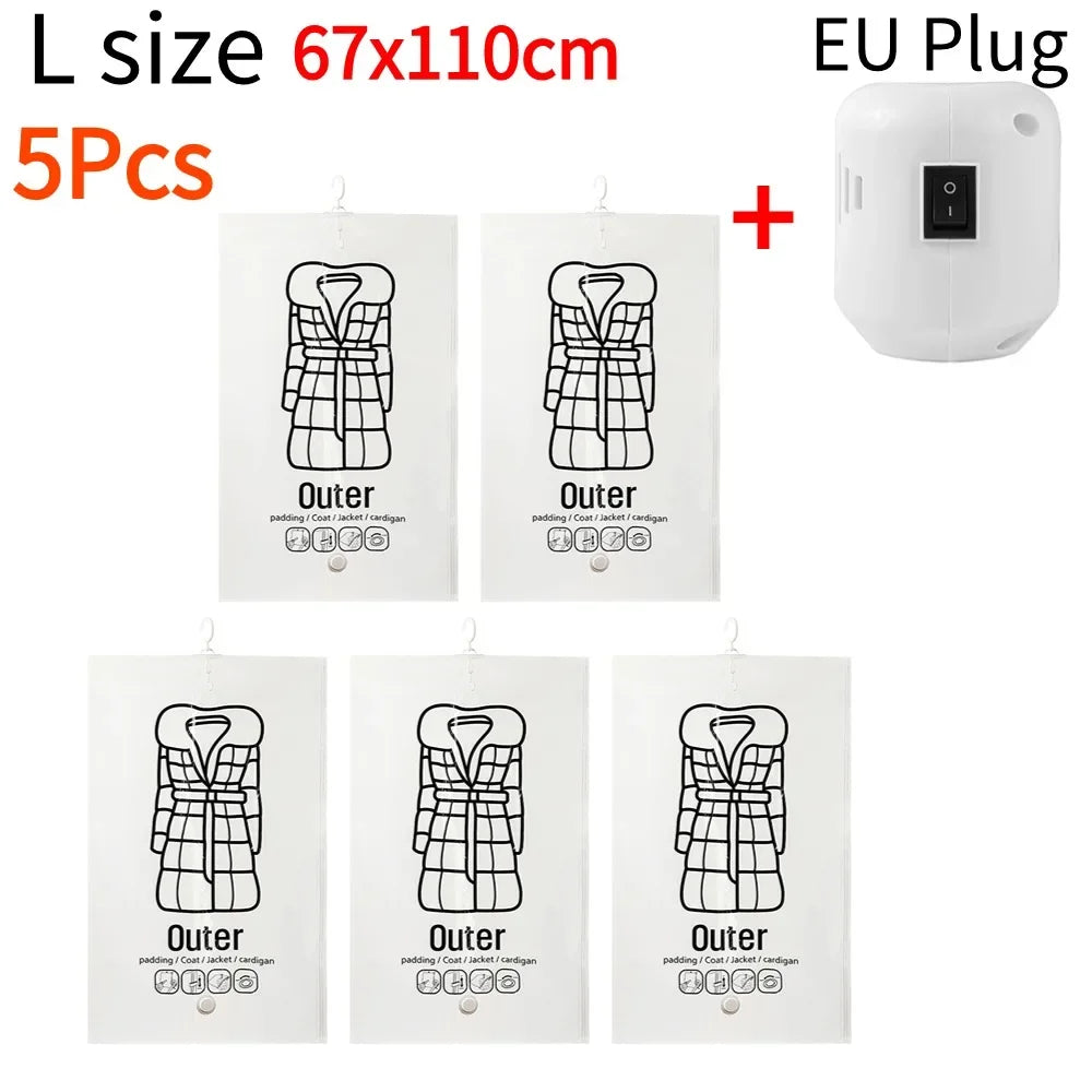 Hanging Transparent Vacuum Storage Bag with Air Pump