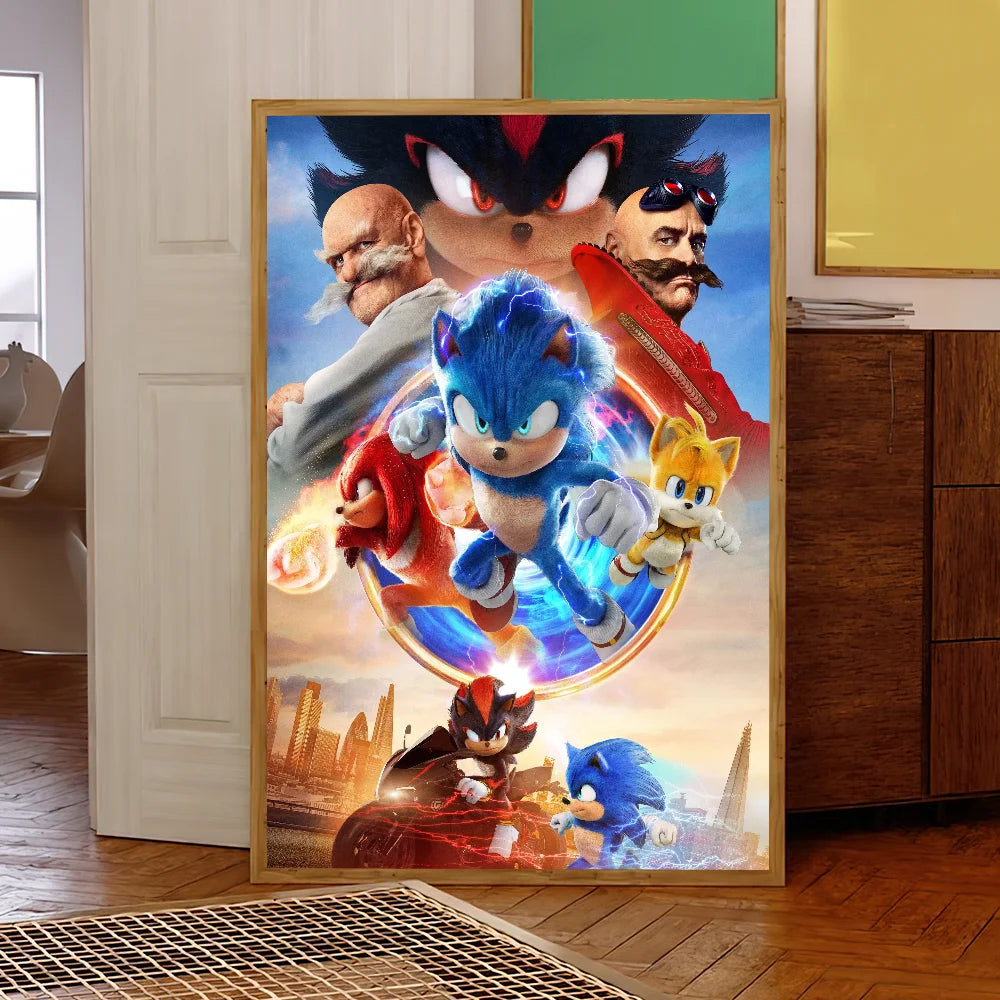 Sonic the Hedgehog 3 Poster – Self-Adhesive Cartoon Wall Sticker