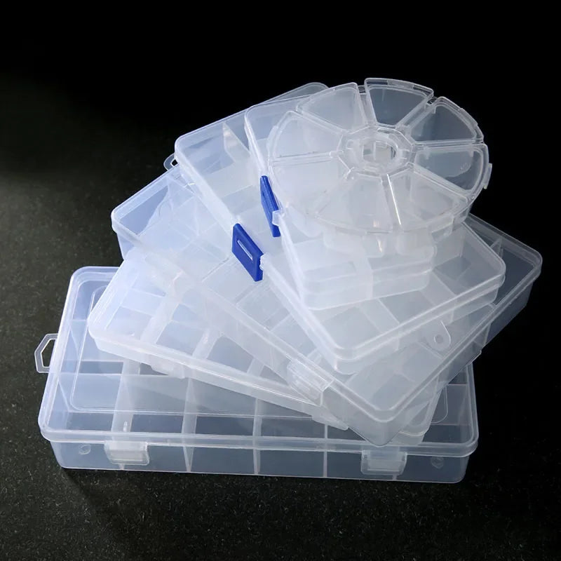 8-Style Clear Jewelry Organizer Box – Adjustable Compartment Storage