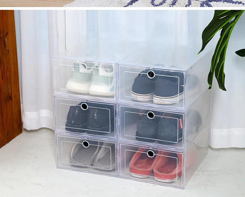 6 Pcs Transparent Dustproof Shoe Storage Boxes