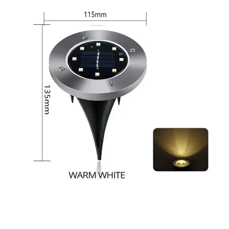 8/20 LED Solar Disk Lights for Garden & Pathway