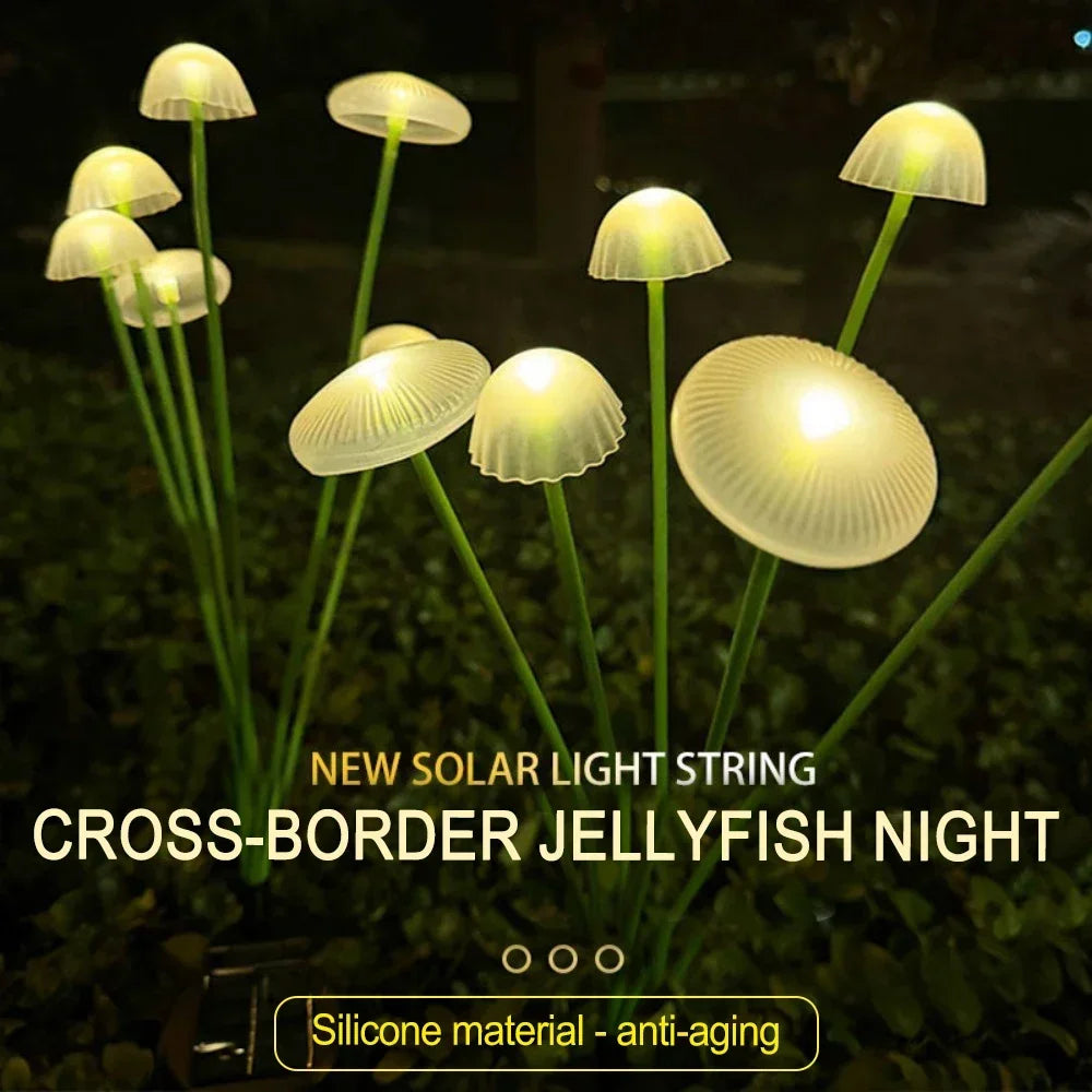 LED Solar Jellyfish Mushroom Fairy Light – RGB Waterproof Garden Lamp
