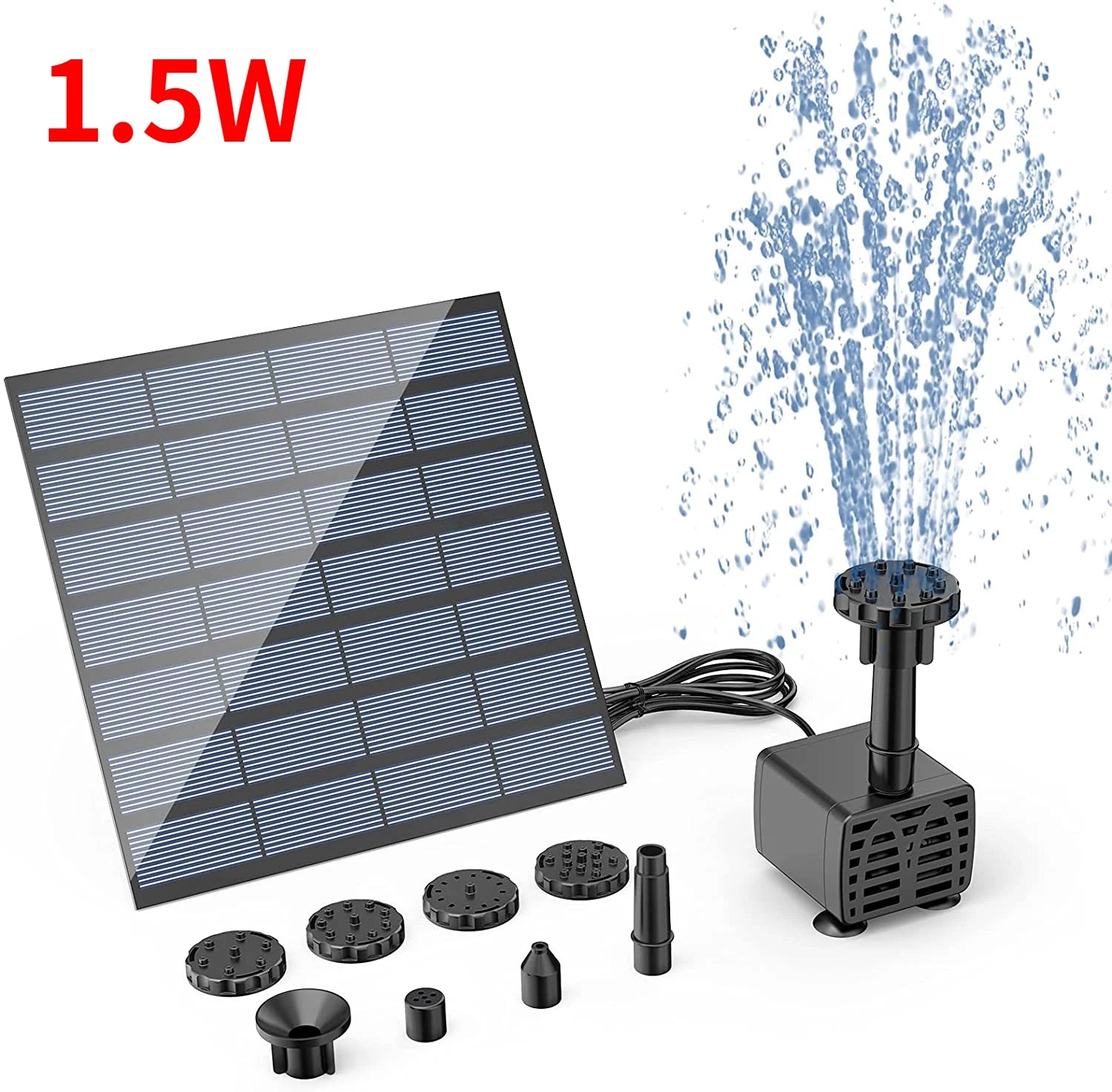 2.5W Solar Fountain Pump with 6 Nozzles & 4ft Pipe