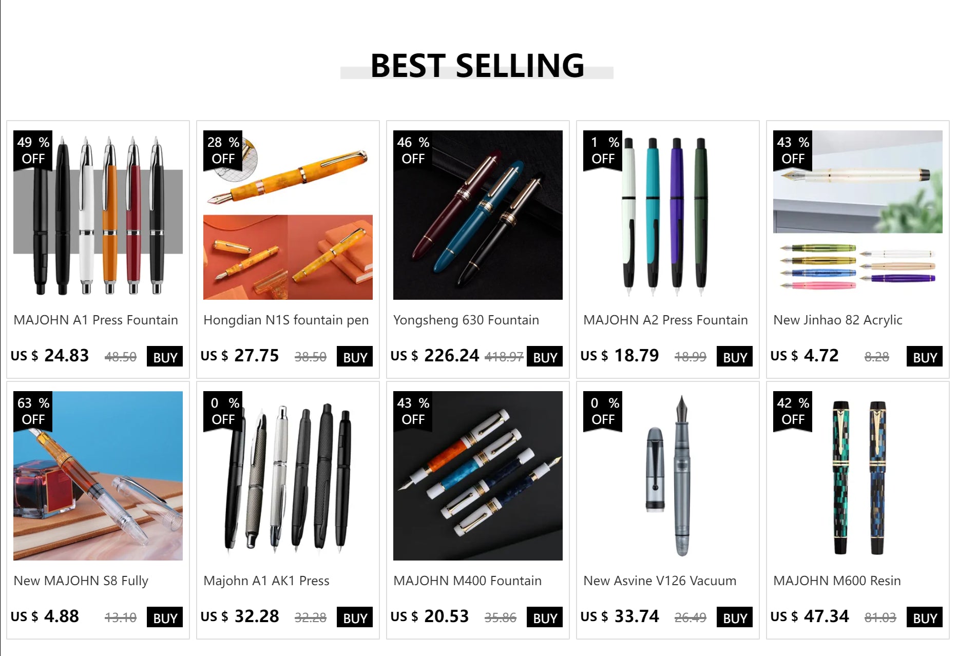 JinHao X159 Black Acrylic Fountain Pen – Fine Nib 0.5mm with Metal Clip