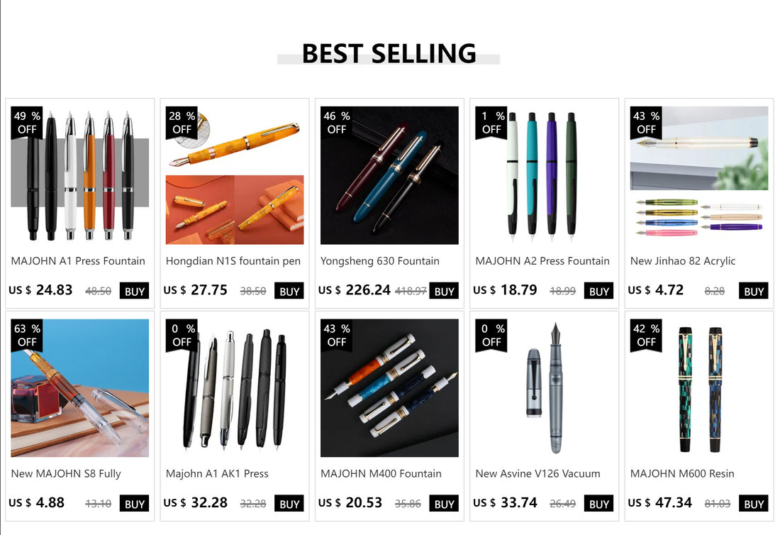 JinHao X159 Black Acrylic Fountain Pen – Fine Nib 0.5mm with Metal Clip