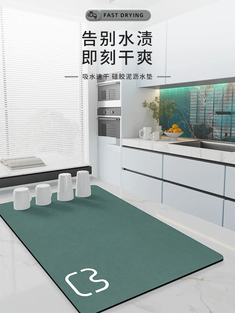 Absorbent Kitchen Dish Drying Mat – Quick Dry Coffee & Tableware Drain Pad