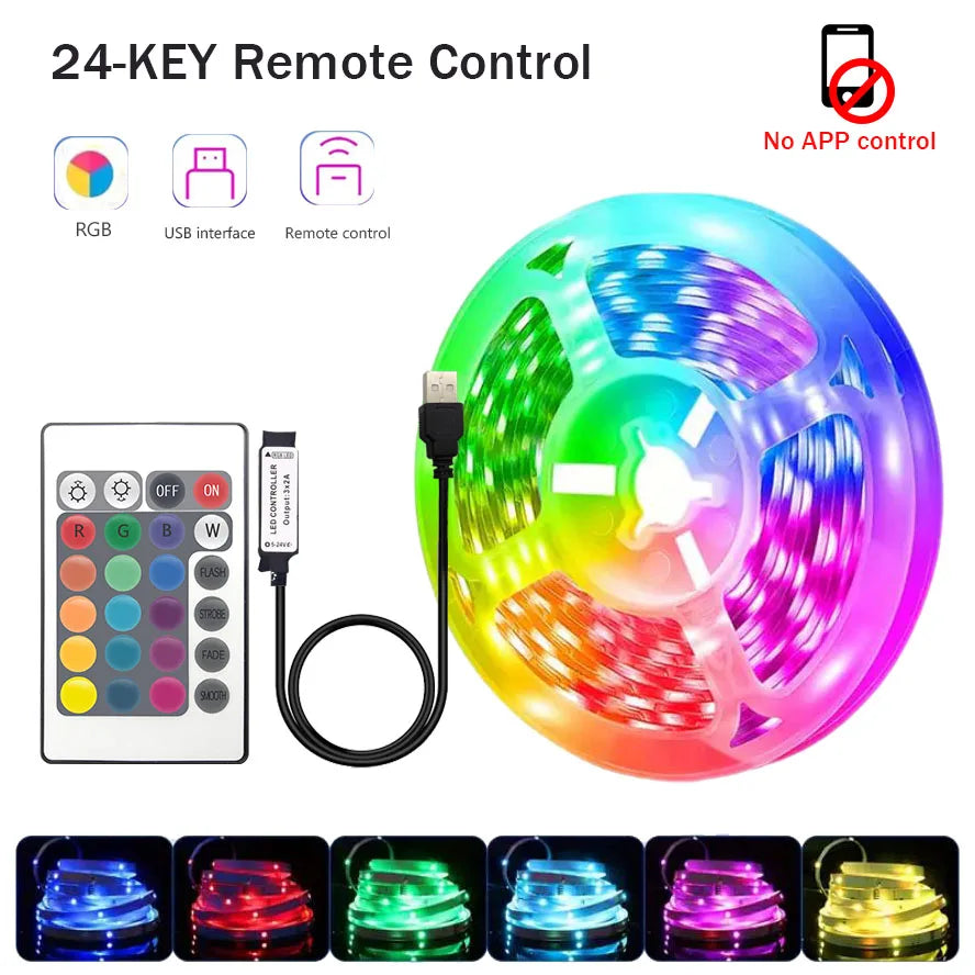 RGB LED Strip Lights – 5m/10m/20m/30m Flexible Tape with APP Control for Bedroom & Home Décor