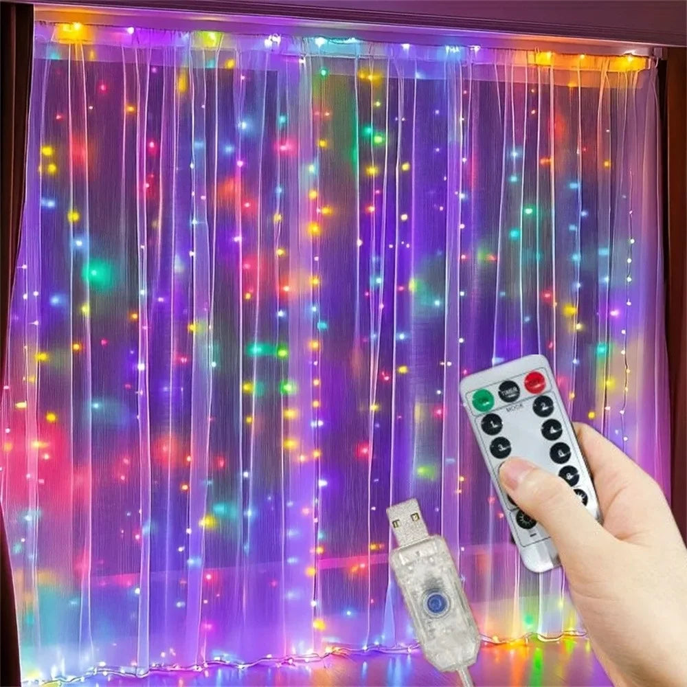 6M LED Fairy String Lights – USB Curtain Lights with 8 Modes for Outdoor & Holiday Decor