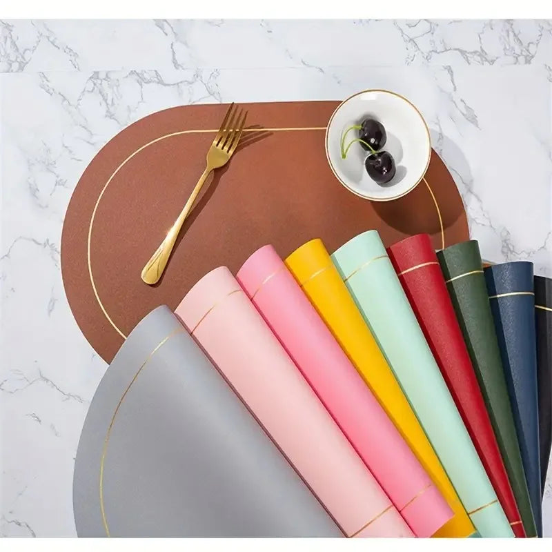 Leather Table Placemats – Heat Resistant, Waterproof, Non-Slip (1/4/6pcs)