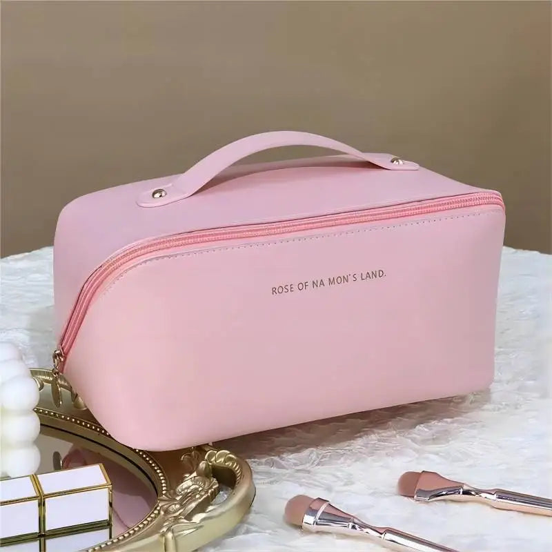 Large-Capacity PU Travel Cosmetic & Toiletry Bag – Multi-Functional Portable Organizer