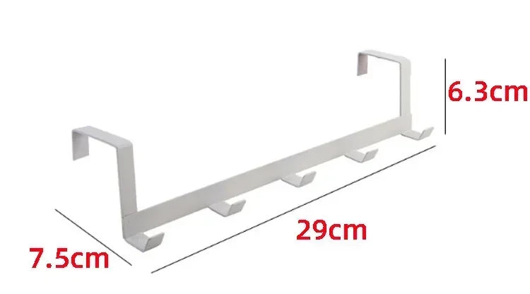 Punch-Free Over-the-Door Wrought Iron Hook Rack – 5-Row Heavy-Duty Storage Organizer