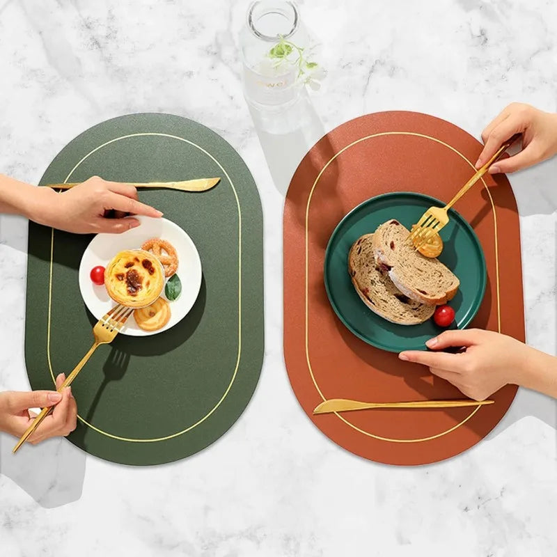 Leather Table Placemats – Heat Resistant, Waterproof, Non-Slip (1/4/6pcs)