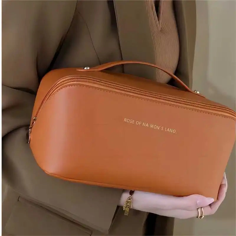 Large-Capacity PU Travel Cosmetic & Toiletry Bag – Multi-Functional Portable Organizer