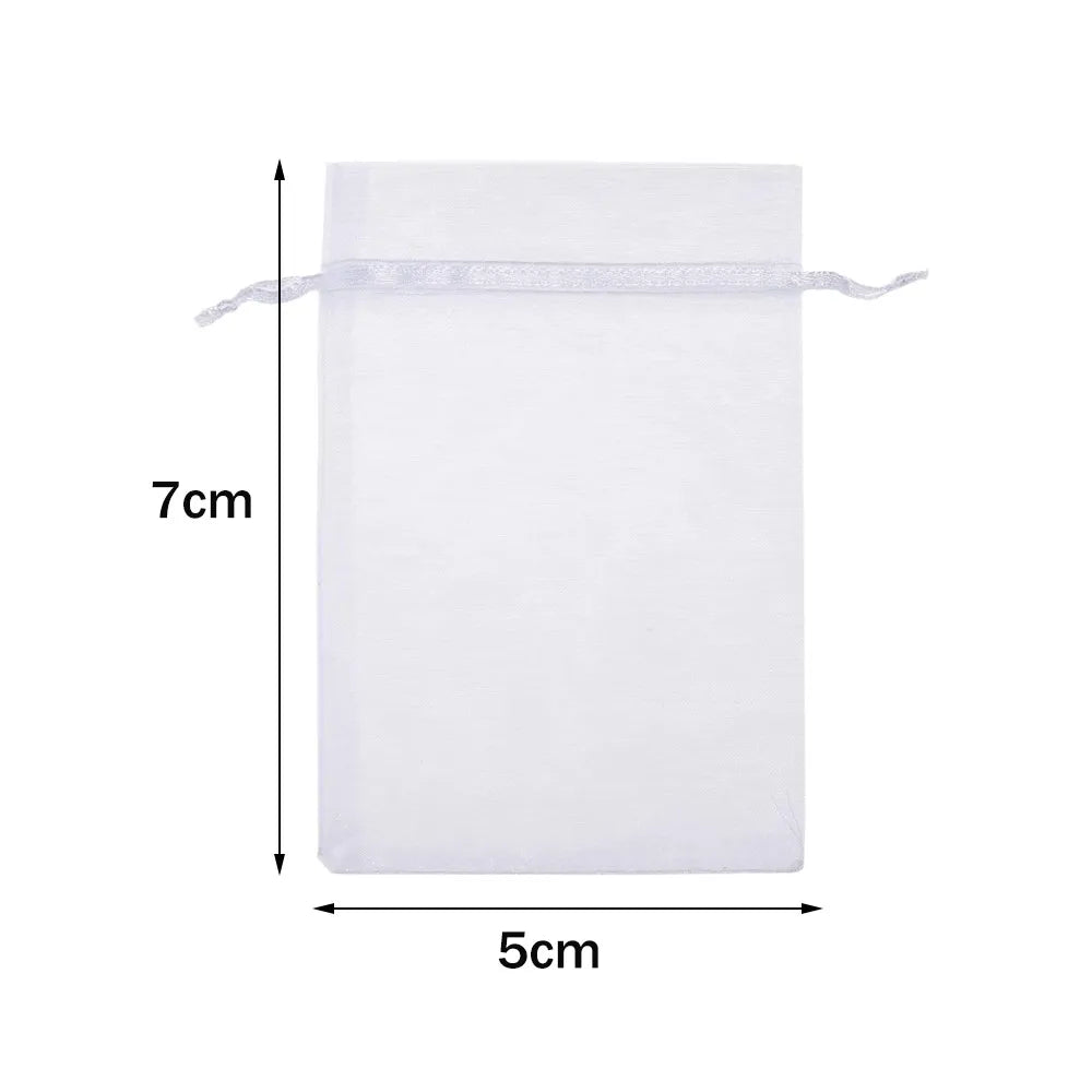 50 Pcs White Sheer Organza Gift Bags with Drawstring