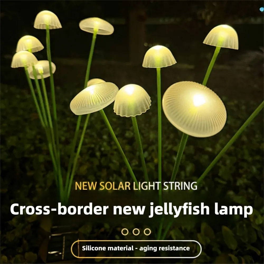 LED Solar Jellyfish Mushroom Fairy Light – RGB Waterproof Garden Lamp