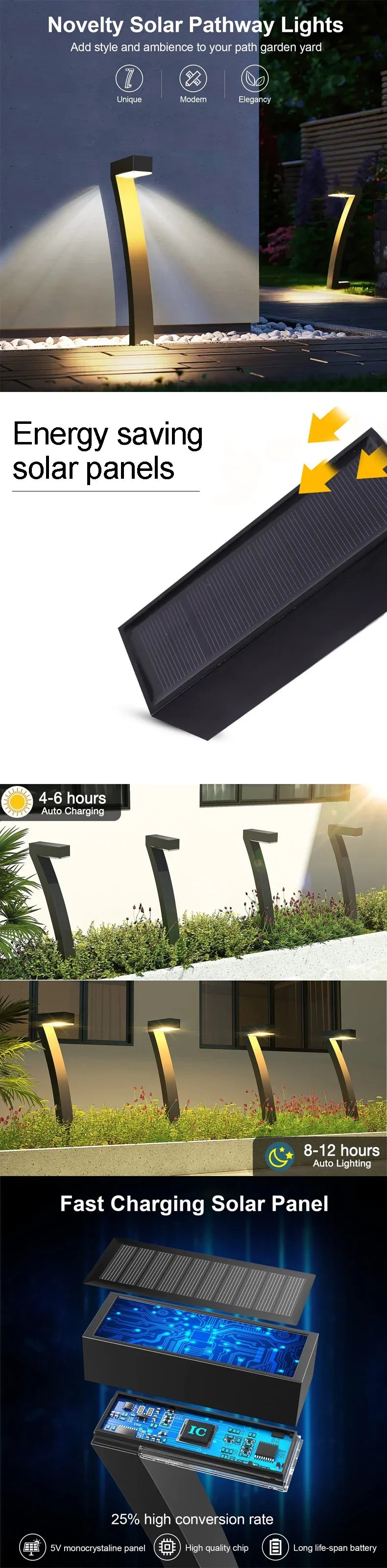 4/8 Pcs Solar LED Garden Lights – IP65 Waterproof Pathway Spotlights