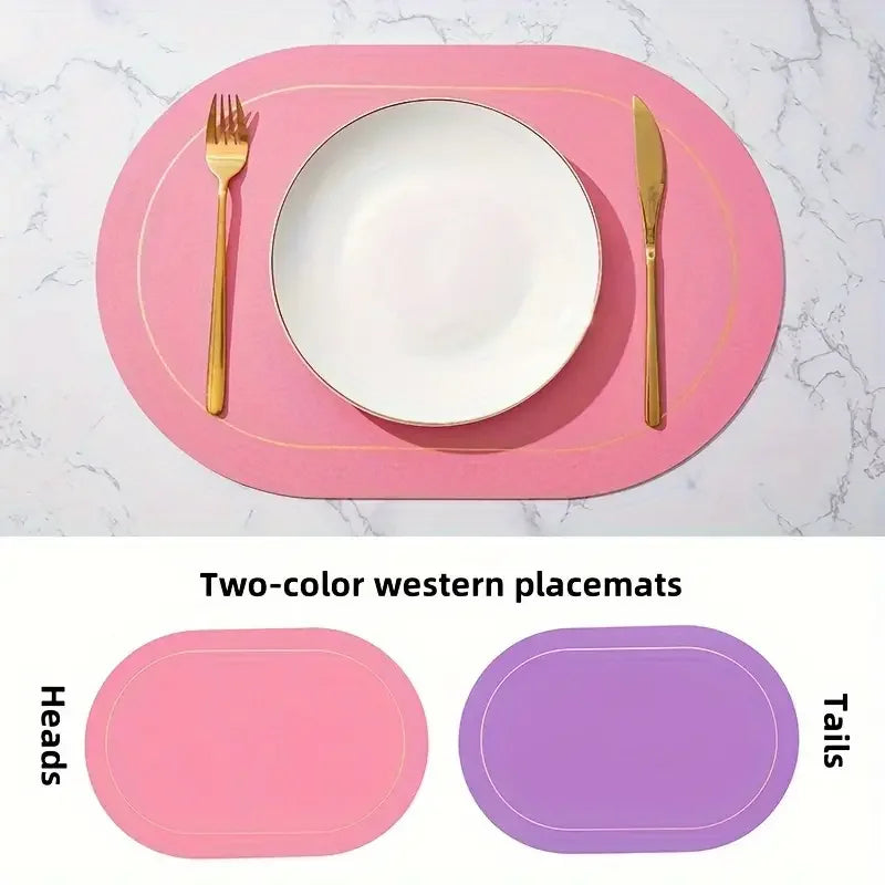 Leather Table Placemats – Heat Resistant, Waterproof, Non-Slip (1/4/6pcs)
