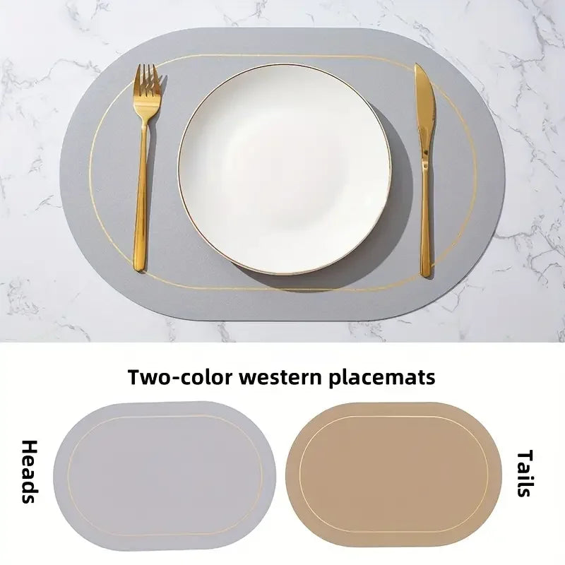 Leather Table Placemats – Heat Resistant, Waterproof, Non-Slip (1/4/6pcs)
