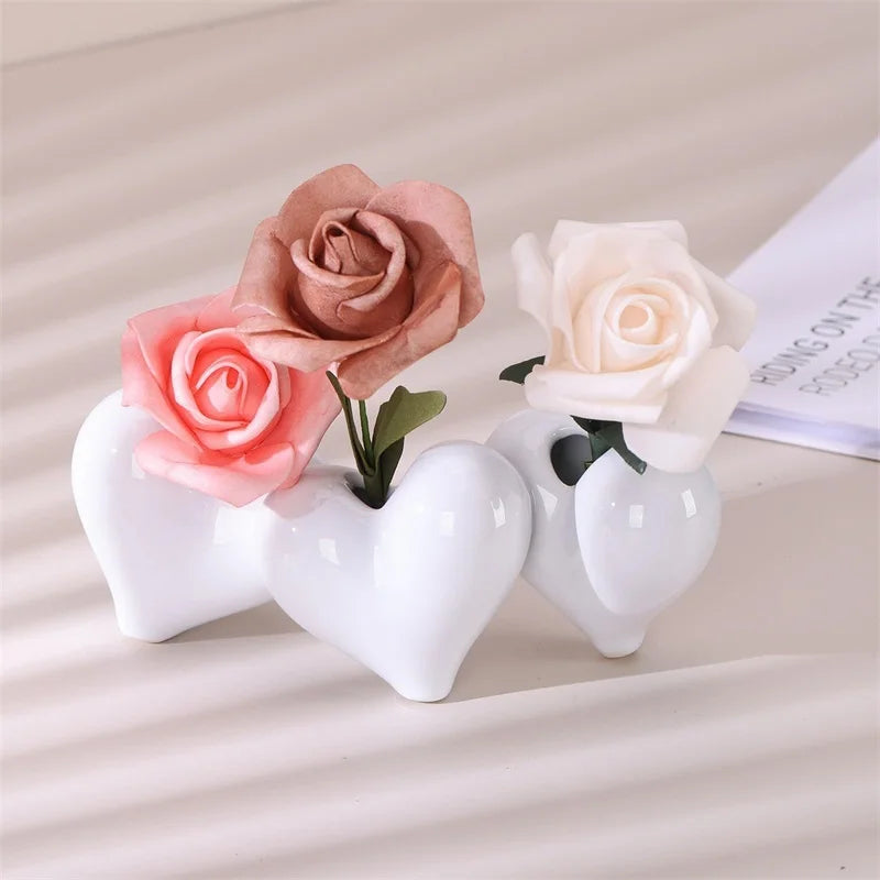 Heart-Shaped Ceramic Vase – Modern Boho Valentines Day Décor