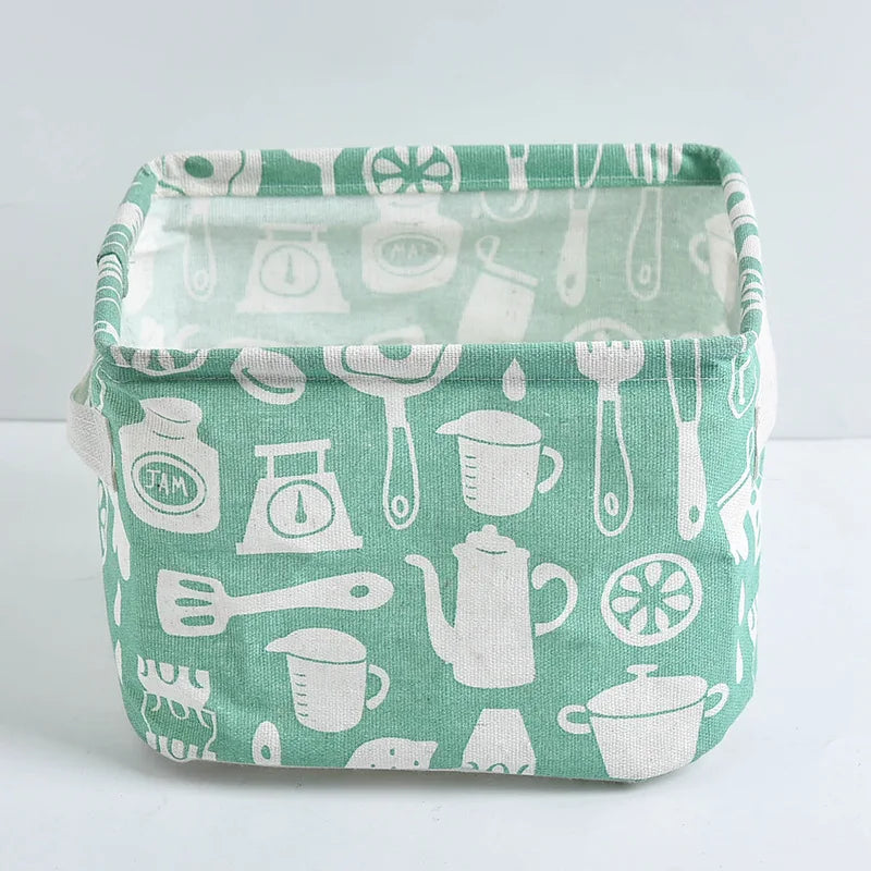 Small Foldable Canvas Storage Basket with Handle