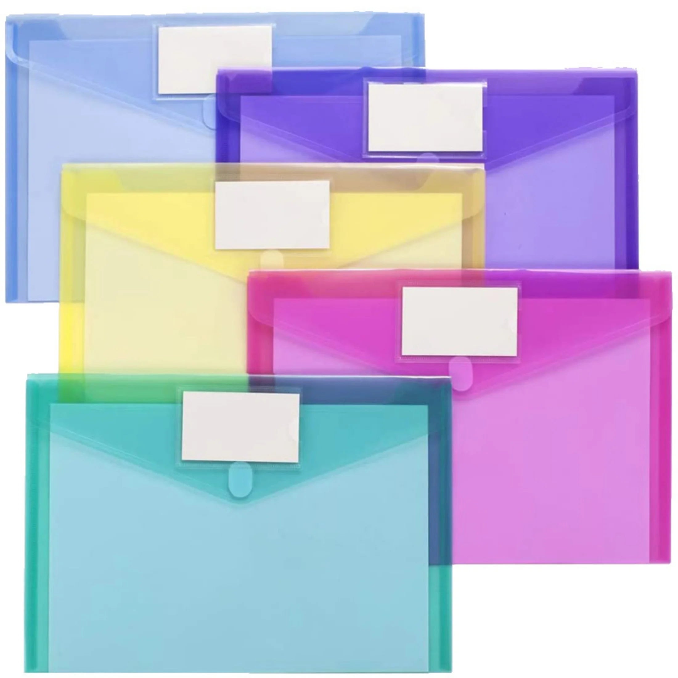 10pcs A4 Plastic Button File Bags – Colorful PP Document Storage Folders